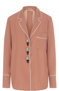 Блуза с декорированными пуговицами и V-образным вырезом No. 21