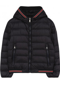 Пуховая куртка с капюшоном и контрастными манжетами Moncler Enfant