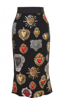 Юбка-миди из вискозы с принтом Dolce &amp; Gabbana