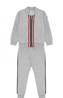 Хлопковый костюм из брюк и кардигана Moncler Enfant