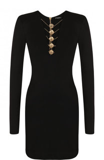Однотонное платье-футляр из вискозы Balmain