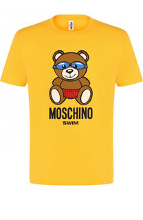 Хлопковая футболка с принтом Moschino