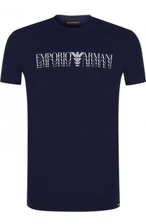 Хлопковая футболка с логотипом бренда Emporio Armani