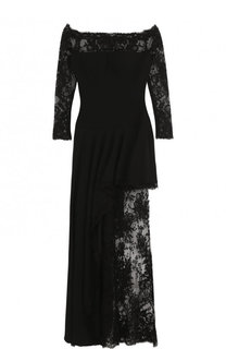 Приталенное кружевное платье-макси с открытыми плечами Alexander McQueen
