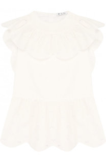 Хлопковое мини-платье с оборками и вышивкой Loro Piana