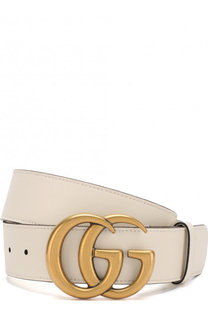 Кожаный ремень с фигурной пряжкой Gucci