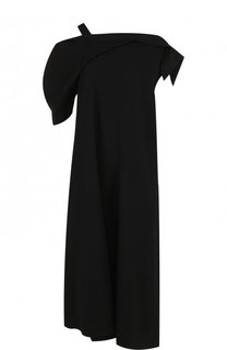 Шерстяное платье-миди свободного кроя с открытым плечом Yohji Yamamoto
