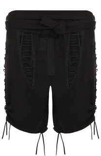 Мини-шорты из смеси хлопка и льна Saint Laurent