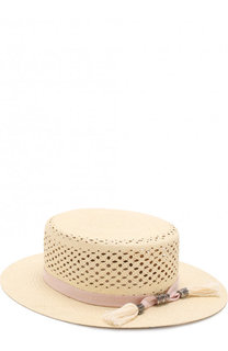 Соломенная шляпа Kiki с перфорацией и лентой Maison Michel