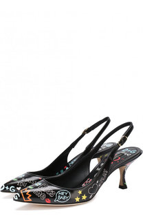 Кожаные туфли Lori с принтом на каблуке kitten heel Dolce &amp; Gabbana