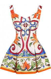Приталенный хлопковый комбинезон с ярким принтом Dolce &amp; Gabbana