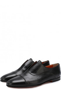 Кожаные оксфорды без шнуровки Santoni