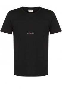 Хлопковая футболка с логотипом бренда Saint Laurent