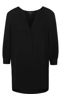 Однотонная шелковая блуза с укороченным рукавом Theory