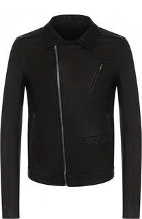 Кожаная куртка с косой молнией и воротником-стойкой Rick Owens