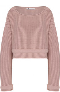Укороченный пуловер фактурной вязки с круглым вырезом T by Alexander Wang