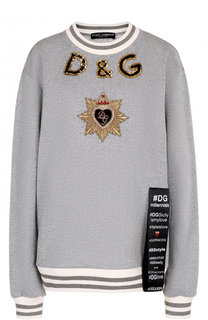 Хлопковый свитшот свободного кроя с контрастной отделкой Dolce &amp; Gabbana