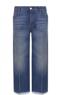 Укороченные расклешенные джинсы с потертостями Stella McCartney