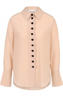 Шелковая блуза прямого кроя с контрастными пуговицами Chloé