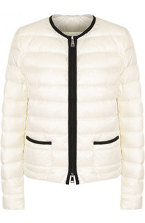 Стеганый пуховик на молнии с круглым вырезом Moncler