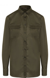 Однотонная хлопковая блуза с накладными карманами Loro Piana