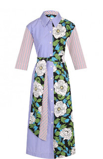 Хлопковое платье-рубашка с поясом и принтом Diane Von Furstenberg
