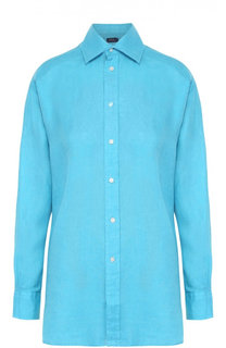 Льняная удлиненная блуза прямого кроя Polo Ralph Lauren