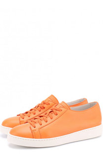 Кожаные кеды на шнуровке Santoni