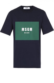Хлопковая футболка с контрастным принтом MSGM