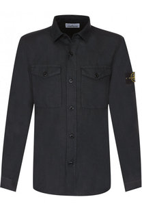 Льняная рубашка с воротником кент Stone Island
