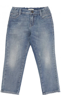 Джинсы прямого кроя с потертостями Armani Junior