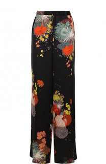 Широкие шелковые брюки с цветочным принтом Dries Van Noten
