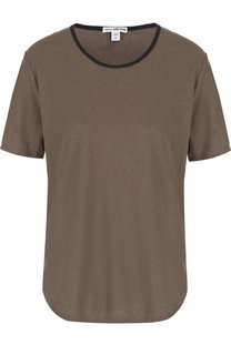 Хлопковая футболка с контрастной отделкой выреза James Perse