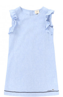 Льняной топ с оборками и контрастной отделкой Armani Junior