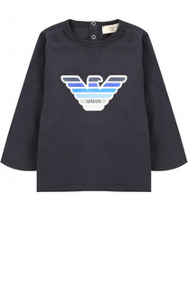 Хлопковый лонгслив с принтом Armani Junior