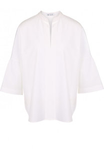 Однотонная хлопковая блуза свободного кроя Loro Piana