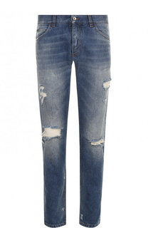 Джинсы прямого кроя с потертостями Dolce &amp; Gabbana