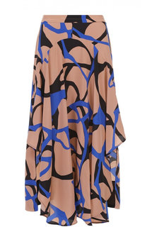 Шелковая юбка асимметричного кроя с контрастным принтом By Malene Birger