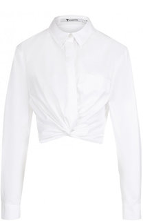 Укороченная хлопковая блуза с драпировкой T by Alexander Wang