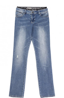 Джинсы прямого кроя с потертостями Armani Junior