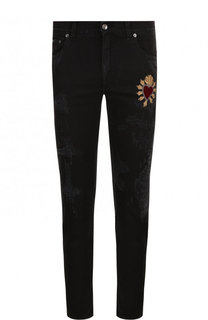 Джинсы прямого кроя с вышивкой Dolce &amp; Gabbana