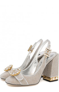 Туфли Keira из металлизированного текстиля на устойчивом каблуке Dolce &amp; Gabbana