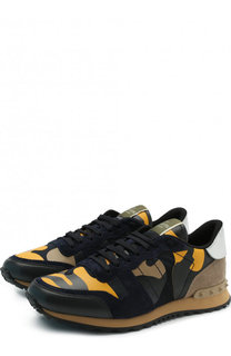 Комбинированные кроссовки Valentino Garavani Rockrunner с замшевой отделкой Valentino