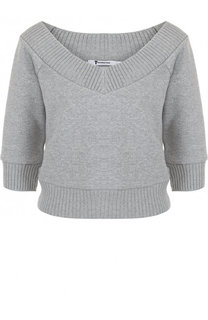Укороченный хлопковый пуловер с V-образным вырезом T by Alexander Wang