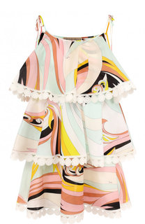 Многоярусное хлопковое мини-платье Emilio Pucci