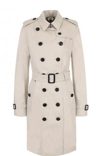 Хлопковый тренч с поясом и погонами Burberry