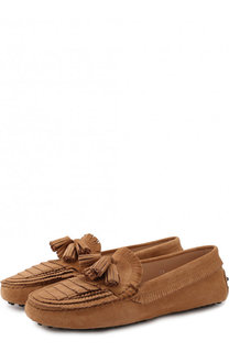Замшевые мокасины с кисточками и бахромой Tod’s Tods
