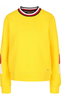 Хлопковый пуловер прямого кроя с круглым вырезом Tommy Hilfiger