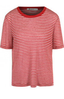 Футболка свободного кроя из смеси вискозы и льна T by Alexander Wang
