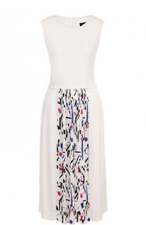 Приталенное платье-миди с плиссированной юбкой DKNY